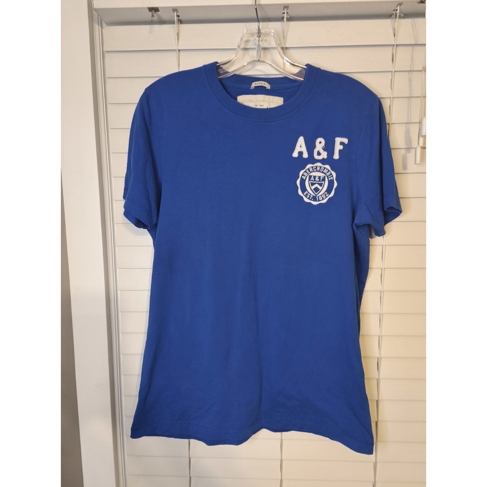 Vintage Abercrombie‎ & Fitch Blue Logo Tee Y2K Preppy Athletic Shirt